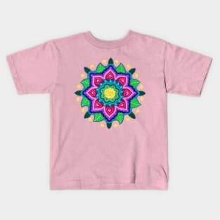 Yellow Rose Mandala Kids T-Shirt